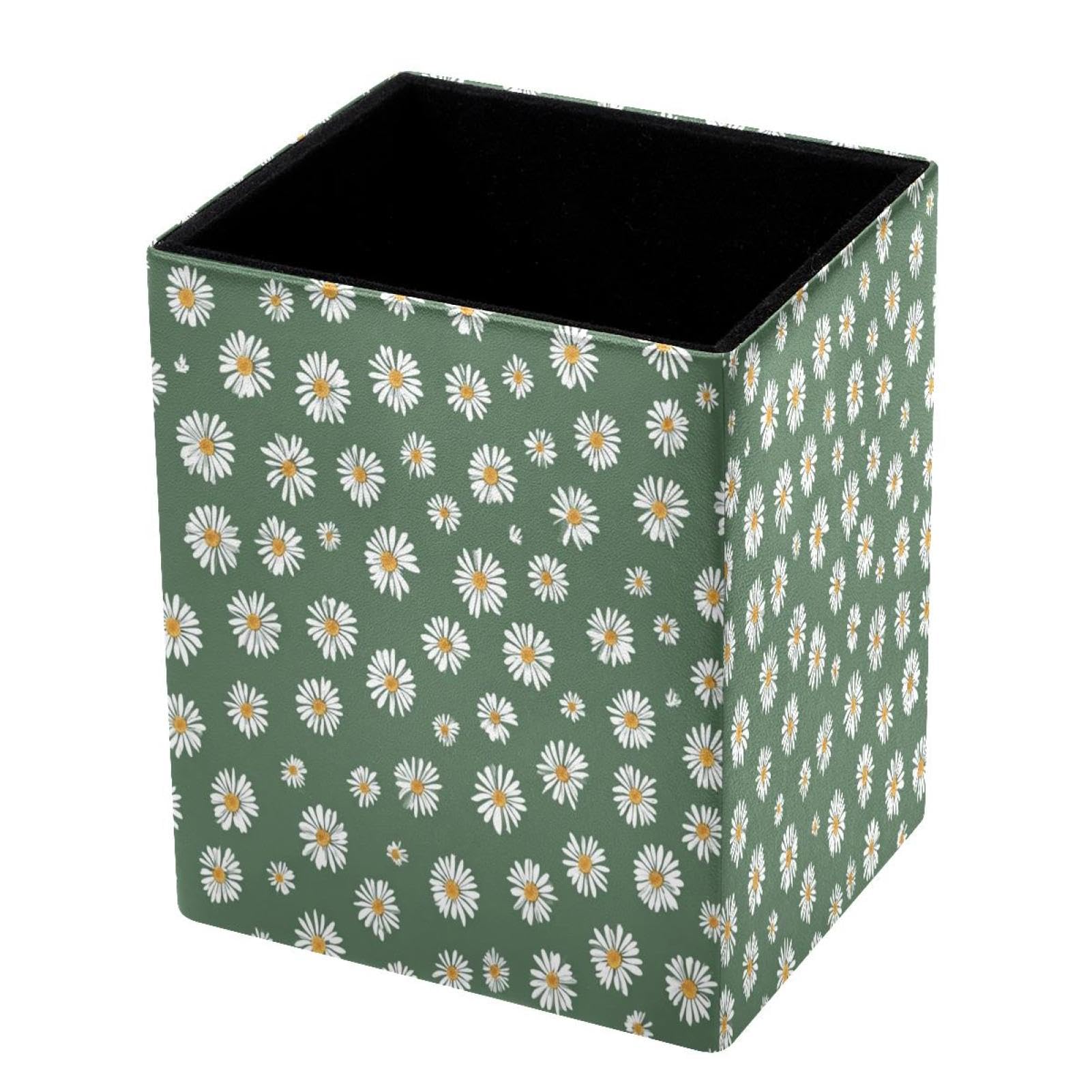 DragonBtu Desktop Pencil Holder, Daisy Rectangular Pencil Cup, Pencil Storage Bag Office Desk Supplies Case for School, Kids