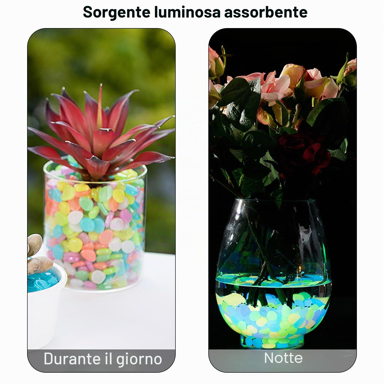 200 pietre luminose, pietre decorative, pietre da giardino con luce o energia solare, adatte per acquari, vasi, vasi, esterni, prato, marciapiedi