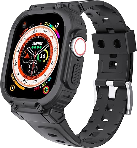 STEEZRD Case with Band Compatible with Apple Watch Ultra 49mm Bands Rugged TPU Sport Shockproof Waterproof Scratch-Proof Protective Strap with
