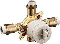Vista 1 de Moen U140VS M-CORE Válvula mezcladora prefabricada para bañera y ducha de 4 puertos con conexiones y topes de CPVC