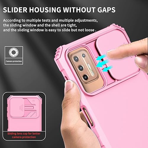 Miniatura 3 de Asuwish Funda de teléfono para Moto G9 Plus con protector de pantalla de vidrio templado y cubierta deslizante para cámara con soporte, soporte