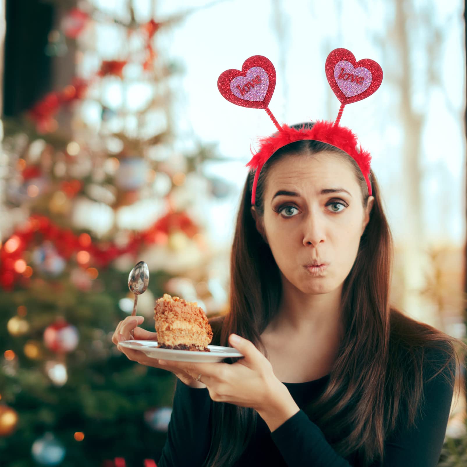 minkissy Cerchietto per capelli con cuore e paillettes, per San, per San, decorazione unica Miss Gritbo, confezione da 3 pezzi