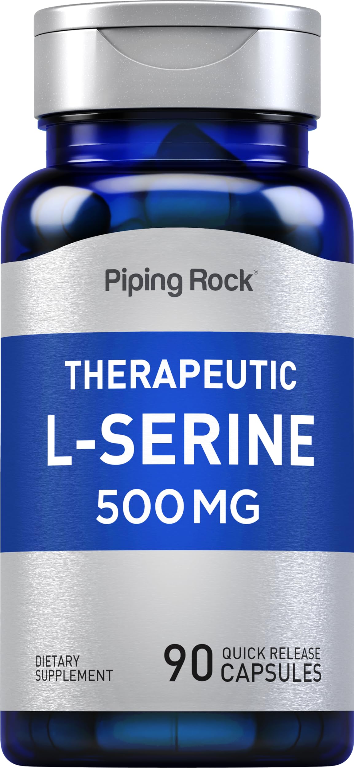 Piping Rock L-Serine Supplement | 500mg | 90 Capsules | Therapeutic Supplement | Non-GMO, Gluten Free Formula