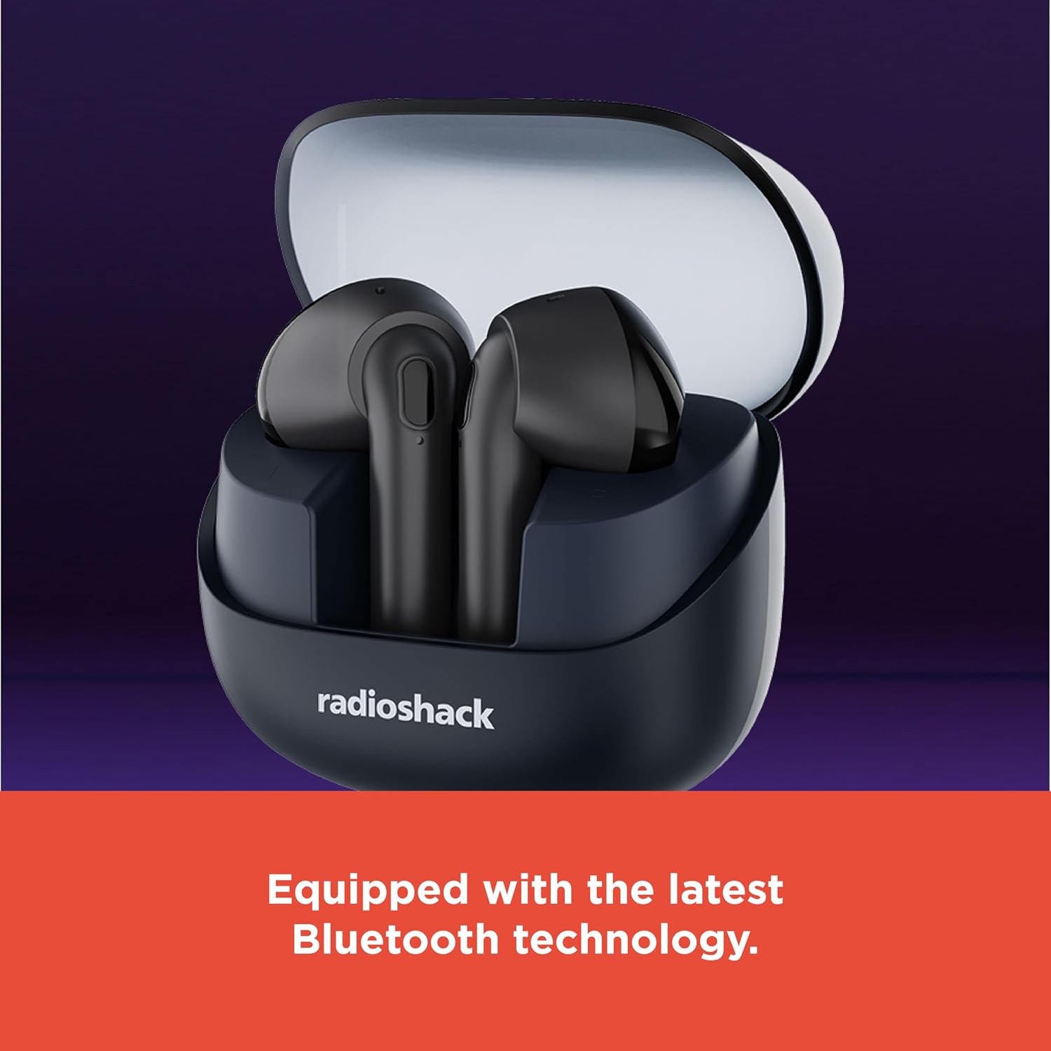 RadioShack Live Sound Wireless Bluetooth Earbuds with Noise Cancellation, IPX5 Waterproof (Navy Blue)