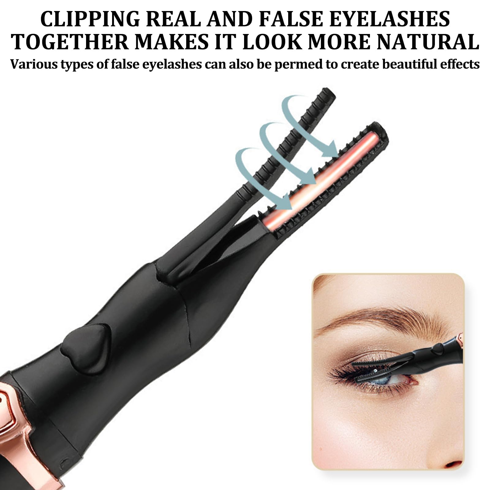Heated Lash Curler,Portable Electric Eyelash Curler Heated Mini Heated Eyelash Curlers UK USB Direct Charging 3 Temperature Adjustments Eyelash Curler Suitable for Women with Brush(Black) - Image 4