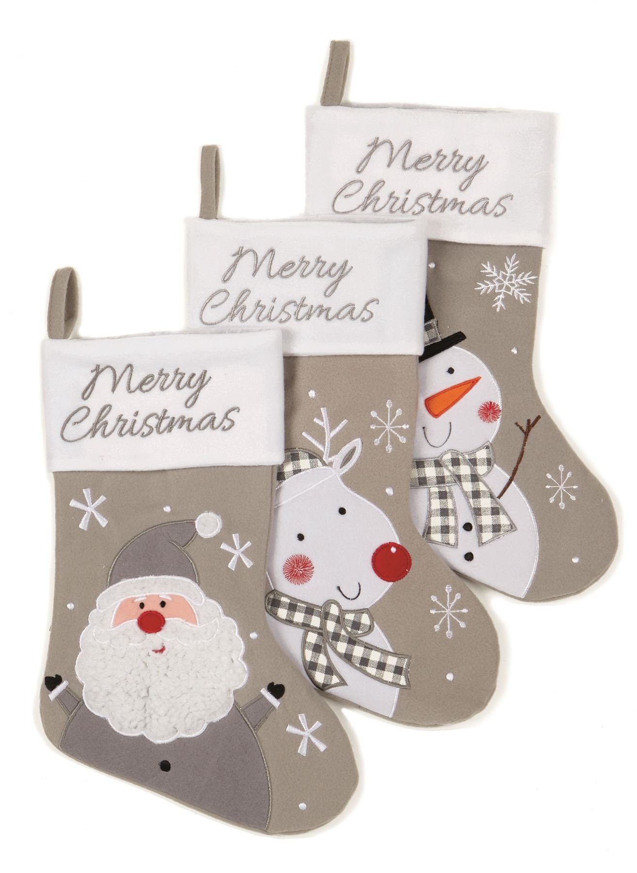 Premier Grey Decorations 1 X 45Cm Festive Cute Character Design Children's Plush Felt Stocking, 1 Selected Randomly!