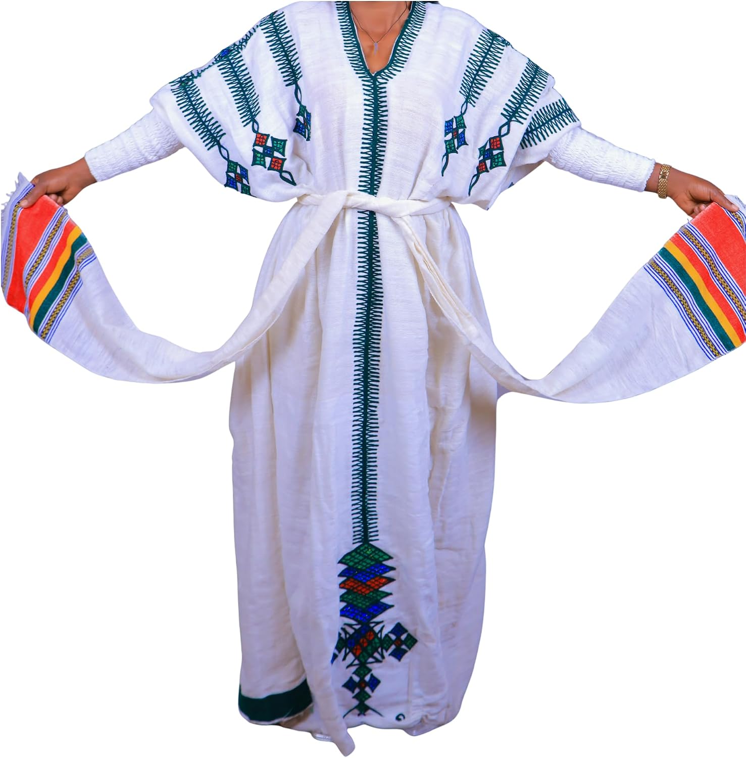 Elegant 2026 Women's Ethiopian Gondar Dress with Premium Mekenet & Netela Accessories