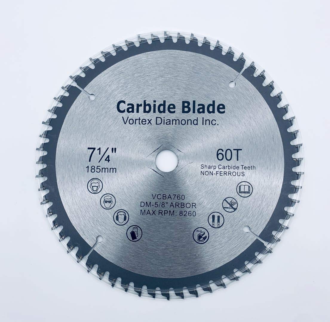 (10 Pack) VORTEX DIAMOND VAB 7-1/4 Inch 60 Teeth TCT Non-Ferrous Metal Cutting Circular Saw Blade (7-1/4 Inch 60 Teeth (10 Pack))
