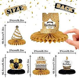LINGTEER Happy 51st Birthday Table Honeycomb Centerpieces Cheers to 51st Birthday 51 Years Old Party Table Decorations Gift Sign.