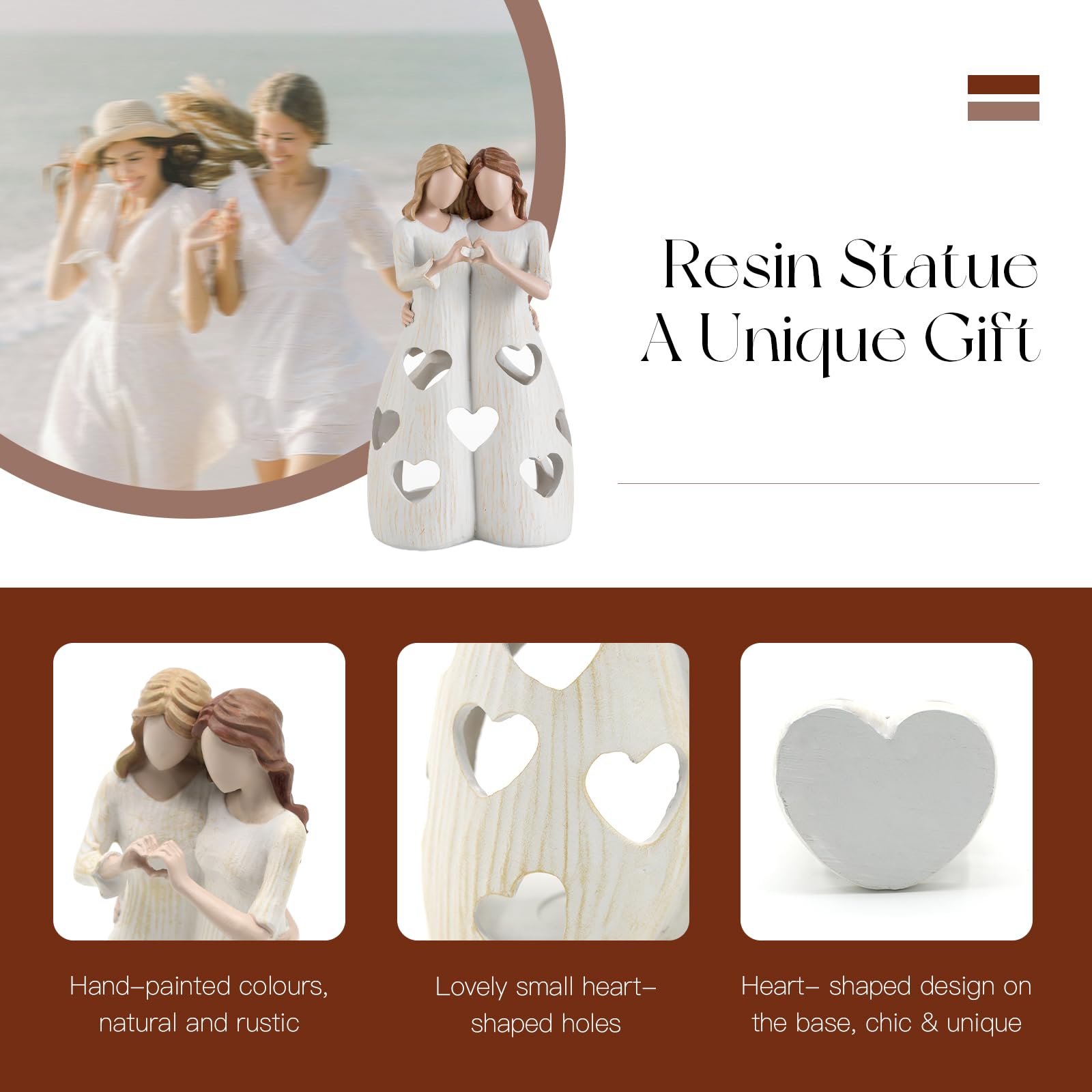 Candeldo 【Schwester Geburtstagsgeschenke für Frauen】 Einzigartige Wohnkultur bedeutungsvolle Geschenkideen für Bestie Kerzenhalter Figur