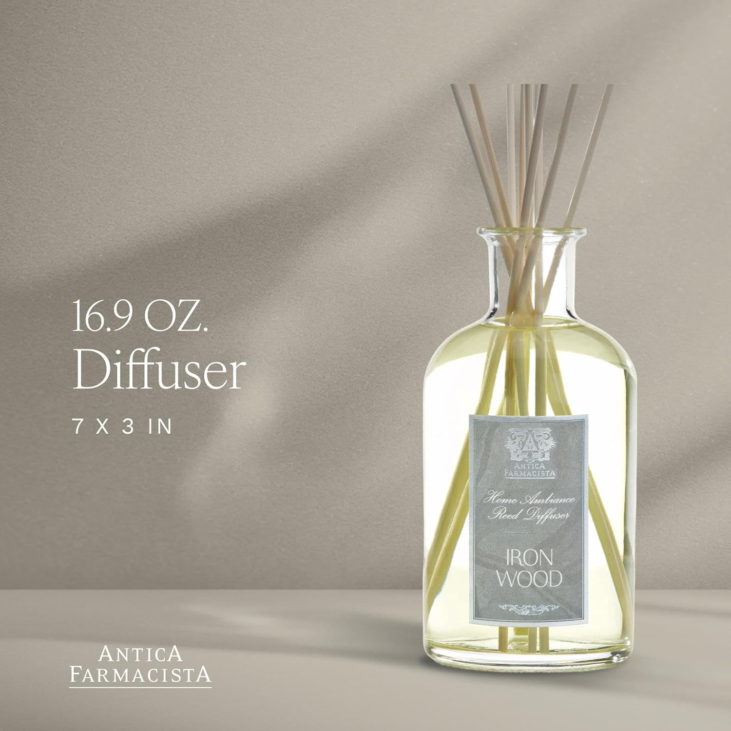 Antica Farmacista Home Ambiance Diffuser - Long-Lasting Reed Scent Diffuser - Luxury Room Freshener Gift - Ironwood, 16.9 fl oz