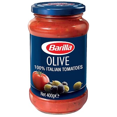 Barilla Pasta Sauce - Olives with 100% Italian Tomatoes 400 gm, Non - GMO Project Verified, Vegan, Gluten free, No added