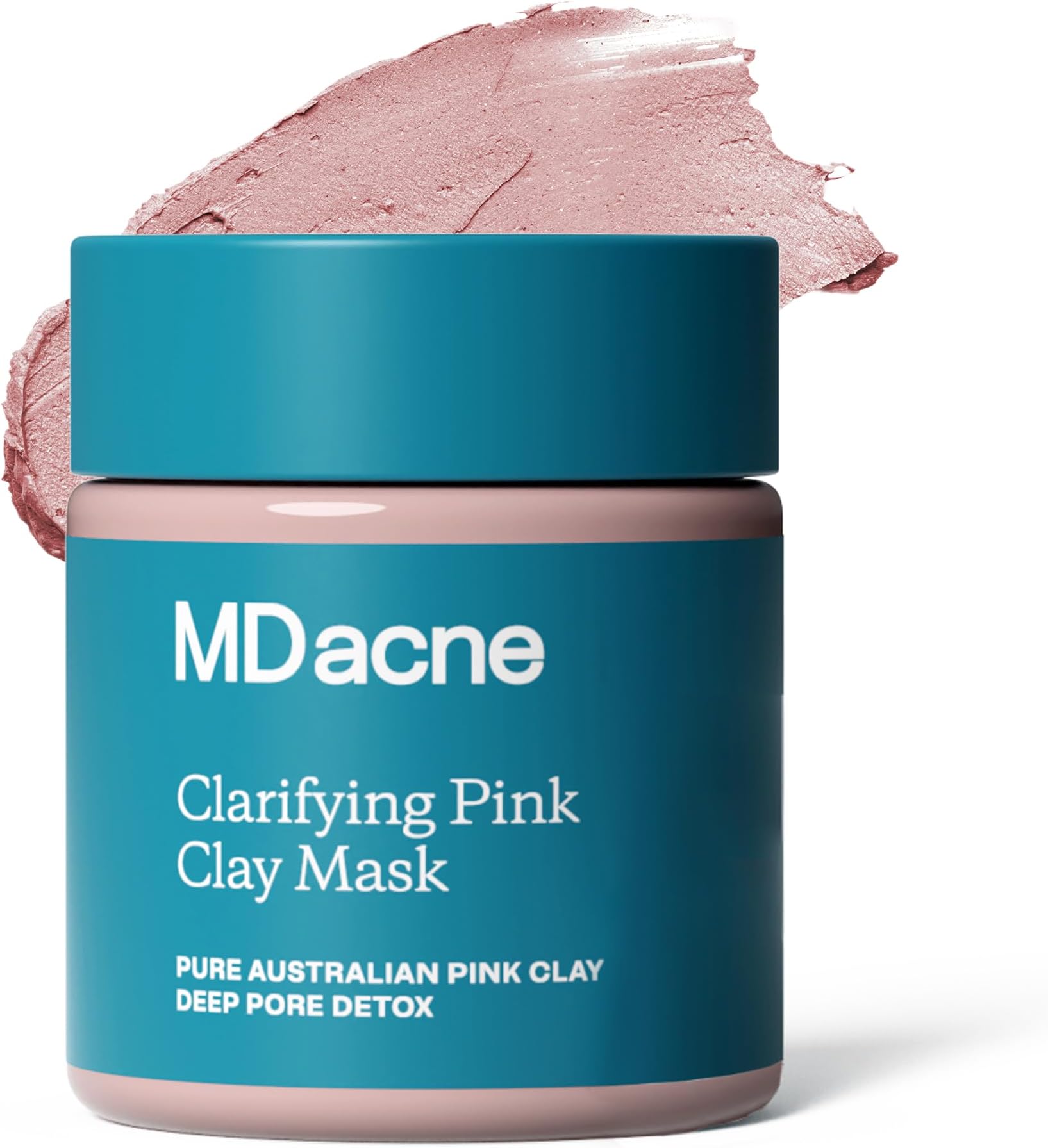 MDacne Clarifying Clay Face Mask - Deep Pore Detox with Australian Pink Clay - Detoxifying, Exfoliating & Brightening - Reduce Skin Redness & Irritation for Sensitive Acne-Prone Skin (1 Pack)