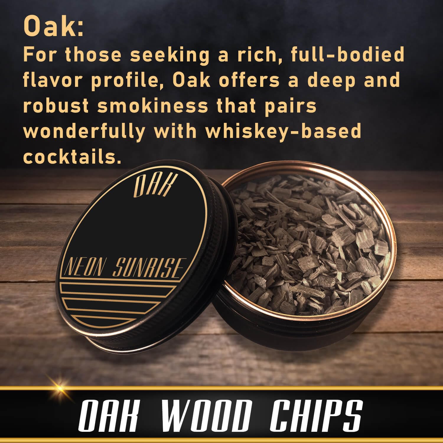 Neon Sunrise Oak Cocktail Smoker Chips for Old Fashioned Cocktails | 4oz Bag Wood Chip Refill | Whiskey, & Bourbon Smoker Wood Chips