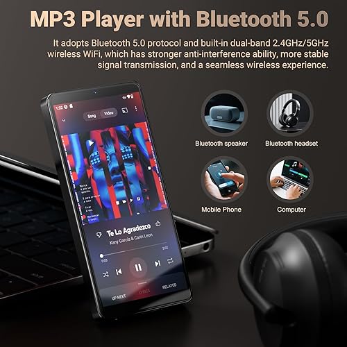 Miniatura 3 de Reproductor MP3 de 128 GB con Bluetooth y WiFi, Android 13.0, pantalla táctil HD de 5.5 pulgadas, cámara de 13 MP, Spotify precargada, Pandora,