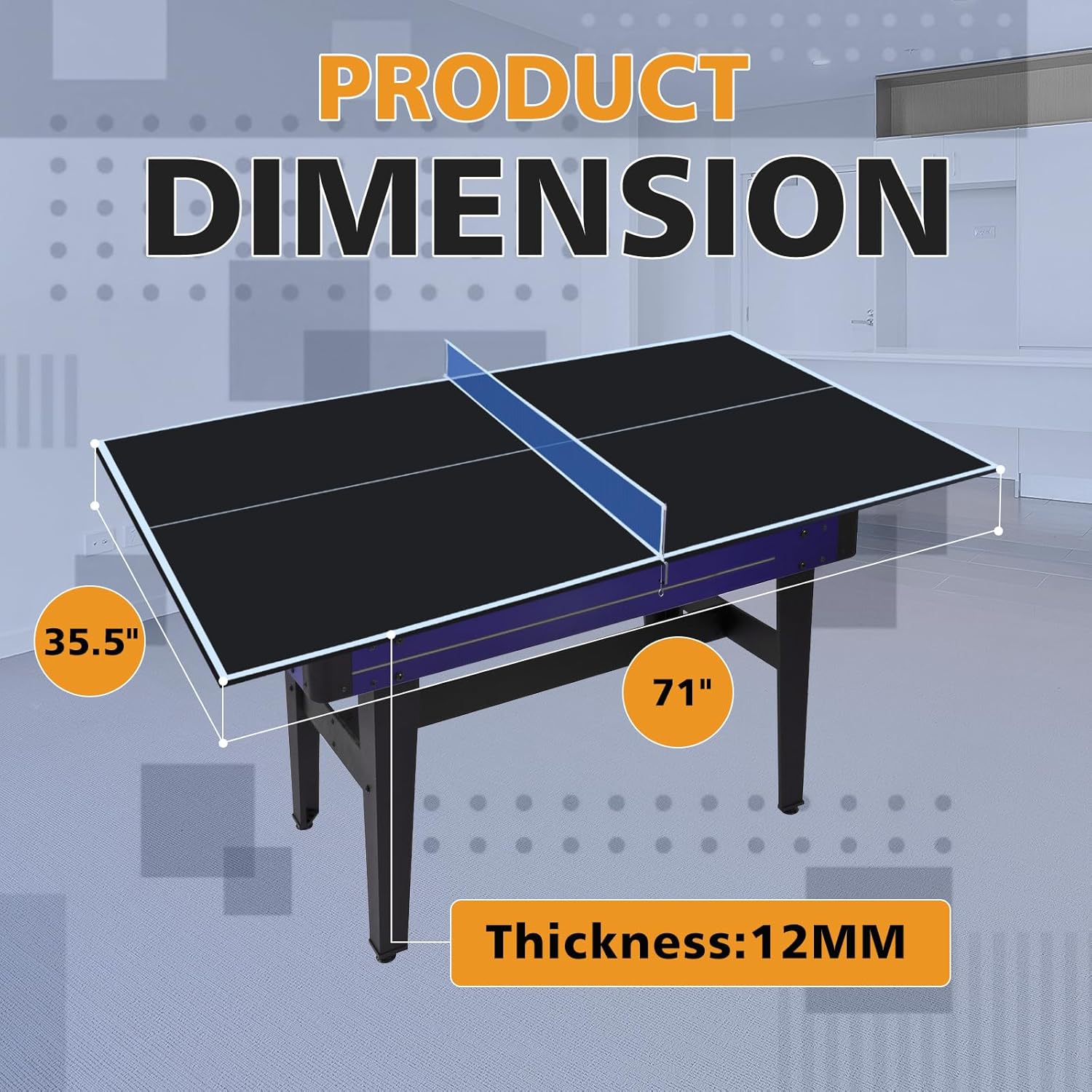 IUNNDS Table Tennis Table Topper for Billiard Table, 6FT Foldable Ping Pong Table Top for Pool Table, Table Tennis Conversion Top w/Net