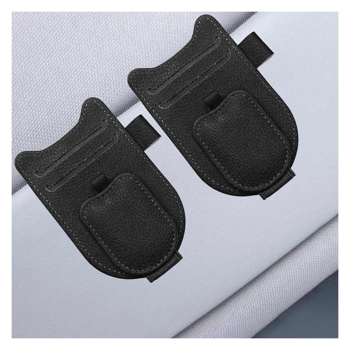 2 soportes magnéticos para gafas de sol para visera de coche, soporte de cuero para gafas y clip para tarjeta de boleto, accesorios universales para interior de vehículo para camión, SUV