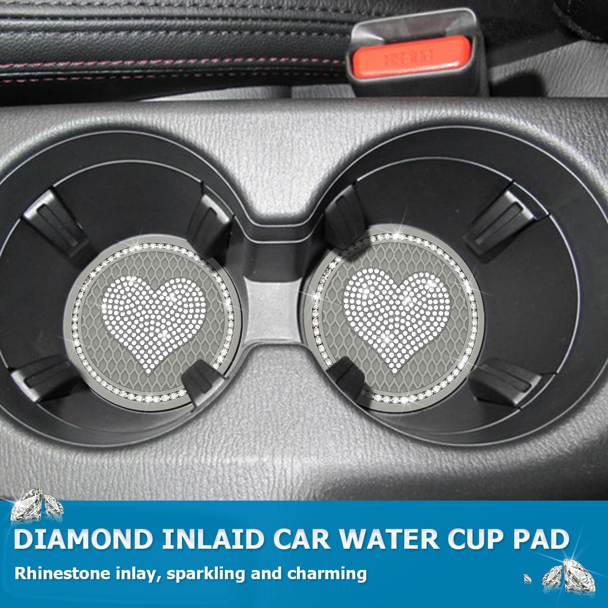 zipelo 2 Pack 2.75 Inch Heart Cup Coasters, Gray image 4