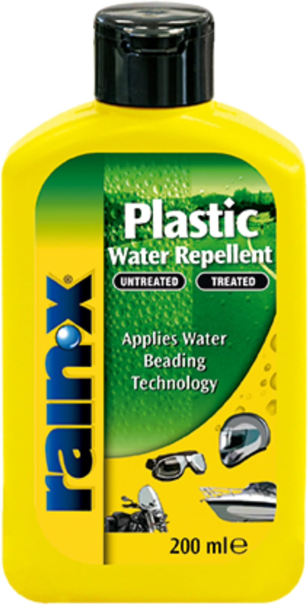Rain-X Plastic Water Repellent - Advanced Water-Beading Protection for Plastic Surfaces - Enhances Visibility on Motorcycle Windscreens, Helmet Visors & Boat Windows - Long-Lasting - 200ml