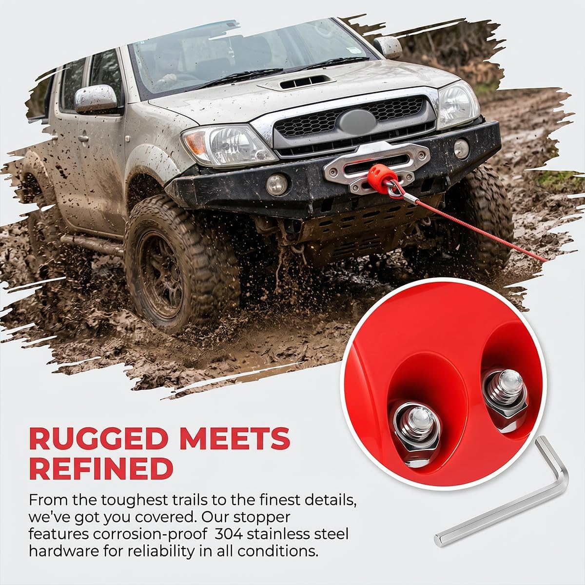 Rubber ATV Winch Cable Hook Stopper, Red