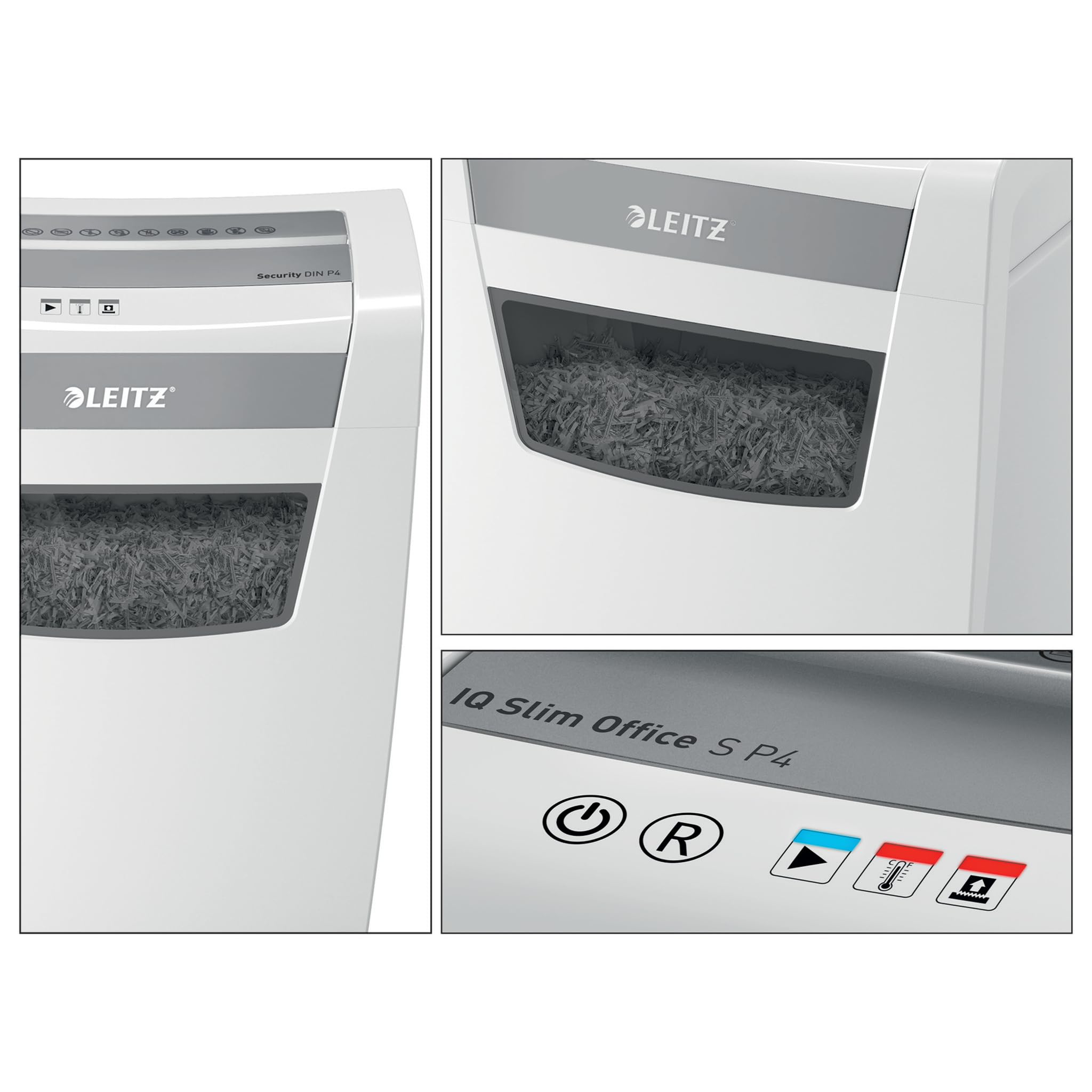 Leitz IQ Office S 80990000 - Trituradora de Papel, Capacidad para 14-12 Hojas (70-80 g/m²), Corte de partículas, Nivel de Seguridad P4, Cubo de Basura de 23 L, Especialmente silencioso, Manual, Corte