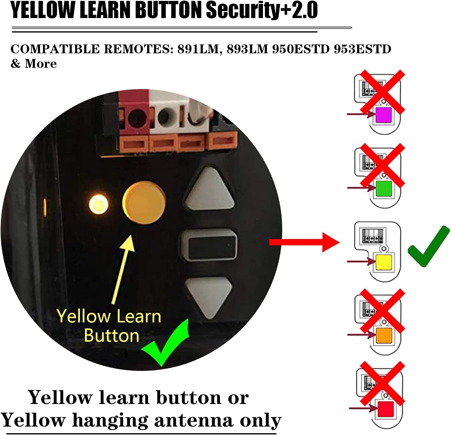1 Pack - for Sears Craftsman Garage Door Remote Keychain Yellow Learn Button Chamberlain Compatible with - Liftmaster 891LM/893LM/950ESTD/953ESTD