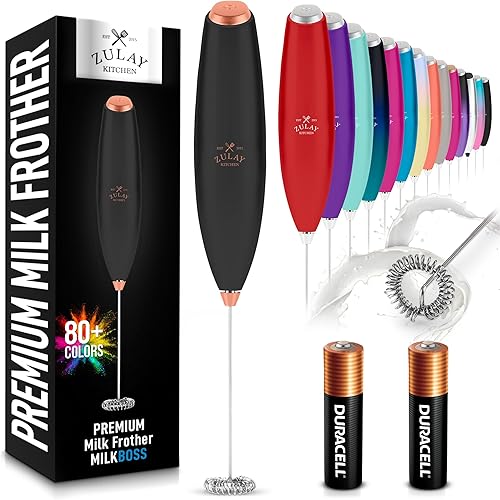 Miniatura 9 de Zulay - Potente espumador de leche con 4 pilas Duracell incluidas, manual, potente espumador de leche para capuchino, frappé, matcha y crema de