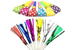 72PCS Party Blowers, Birthday Blowouts Horns Whistles Musical Paper Noisemakers