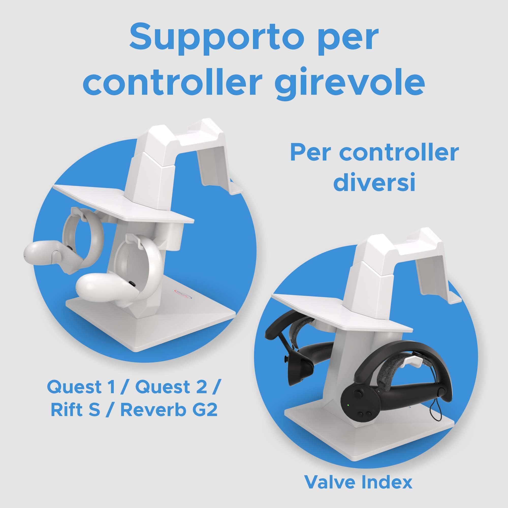 Digicharge Supporto per PS VR 2 PSVR2 Sony Playstation VR2/Meta Quest 2/Quest 1/Rift S/Valve Index/HP Reverb G2/PICO 4 VR Display Mount Station per cuffie e controller touch