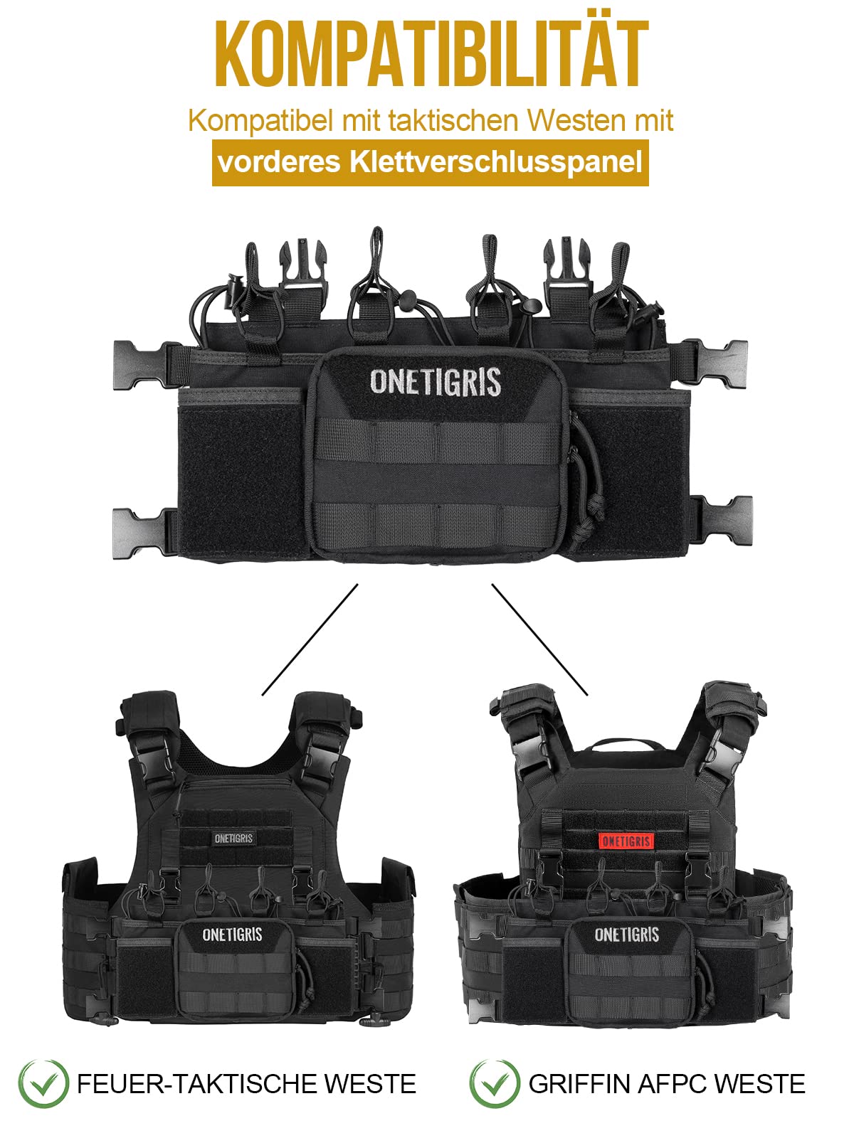OneTigris Chest Rig MOLLE, Gilet Tactique Réglable pour Airsoft, Jeux CS, et Chasse Militaire