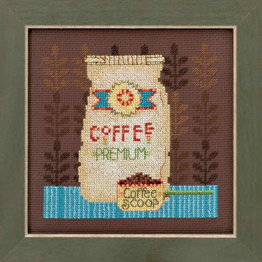 Coffee Grounds Beaded Counted Cross Stitch Kit Mill Hill 2016 Debbie Mumm Good Coffee & Friends DM301614