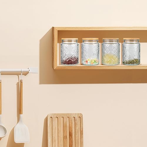 Miniatura 6 de Tarros de vidrio vintage, tarros de almacenamiento herméticos de 23.5 onzas con tapa de bambú, contenedor de almacenamiento de alimentos, tarro de