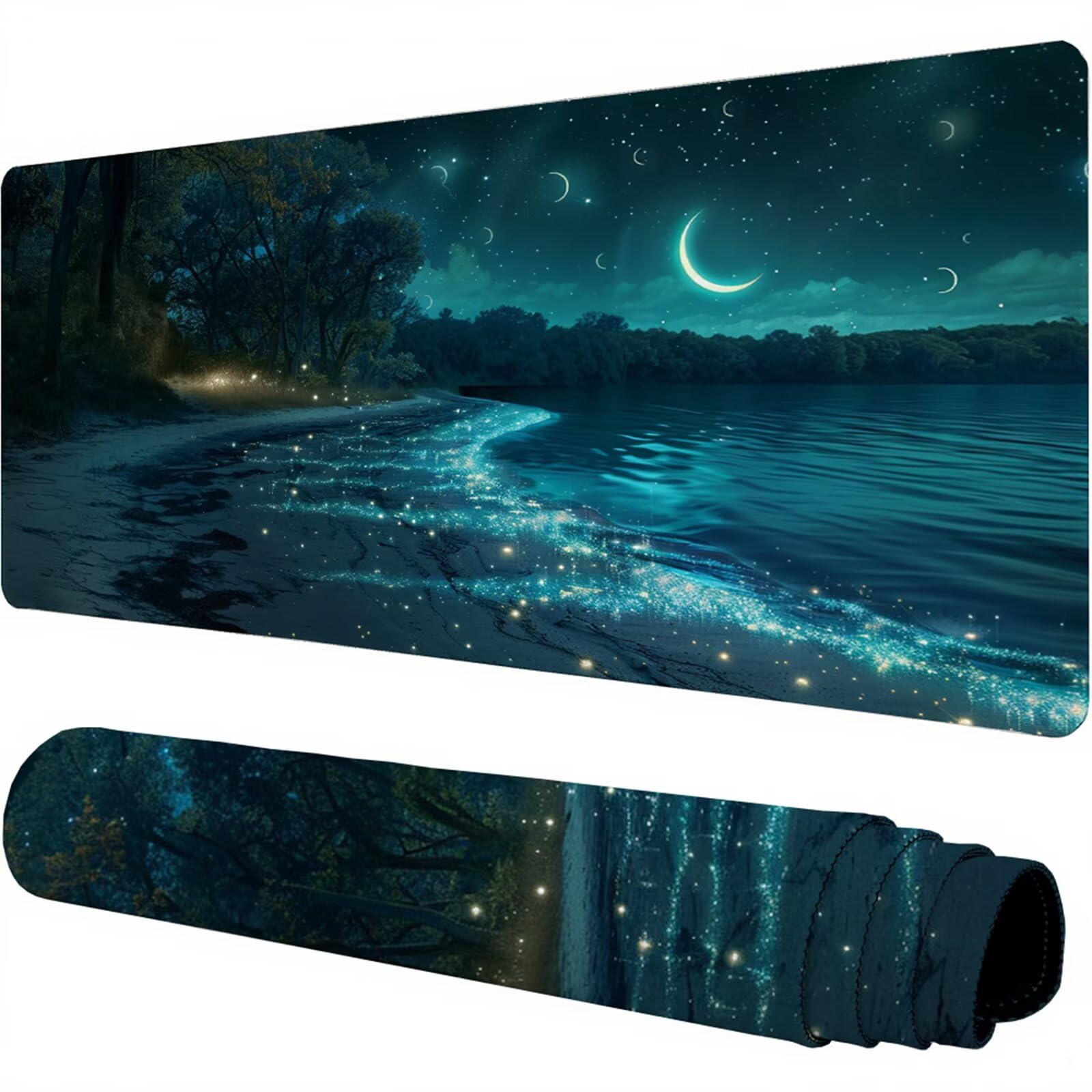 Niebieska podkładka pod mysz XXL 1400 x 600 x 3 mm plaża pod ręką akcesoria biurowe antypoślizgowa gumowa podstawa i zszyte krawędzie podkładka pod mysz dla graczy do dekoracji biura dekoracyjnego