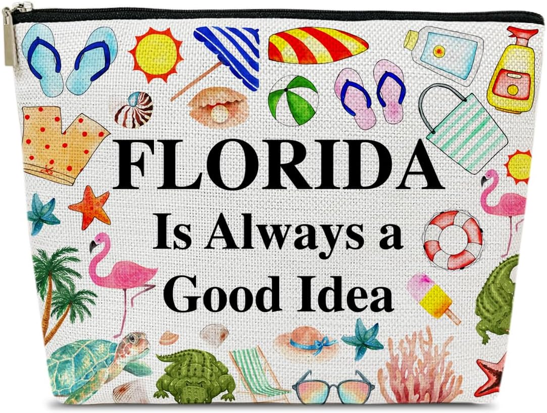 Florida Travel Makeup Bag, Florida Girl Gift, Travel Vacation Gift Pouch, Trip Souvenirs, Travelling Lover Cosmetic Bag for Purse