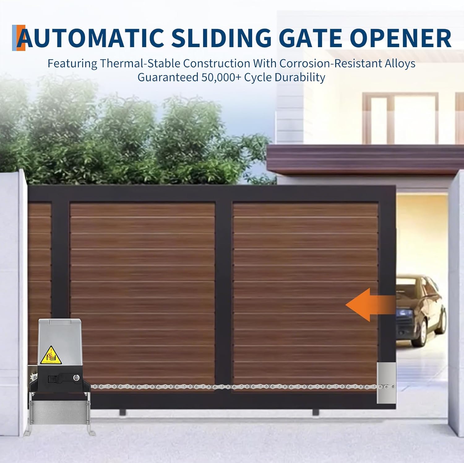 Automatic Sliding Gate Opener with 2 Remote Controls, 1760 LBS Electric Rolling Driveway Slide Gate Motor, Gate Operator Hardware Kit for Security, 40 ft/Min Move Speed, Fits Gates Up to 40 ft