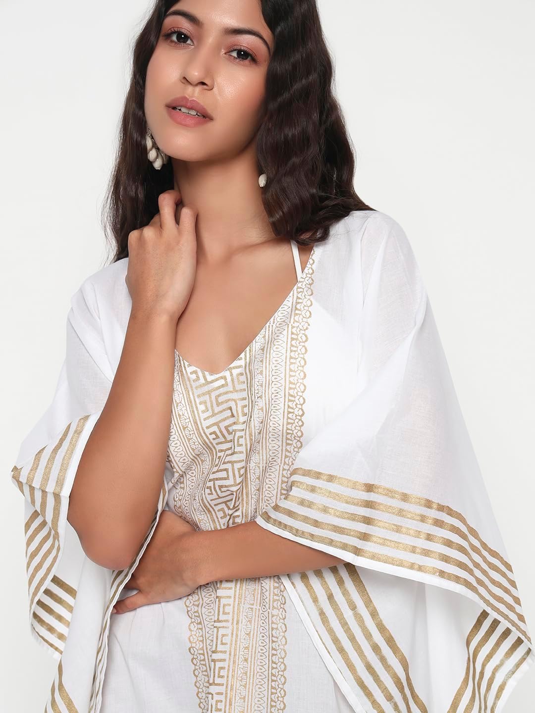 Women's Swimsuit Cover Up Beach Fashion Light Weight Elegant White Cotton Resort Wear Tunic Kaftan Bathing suit Bikini