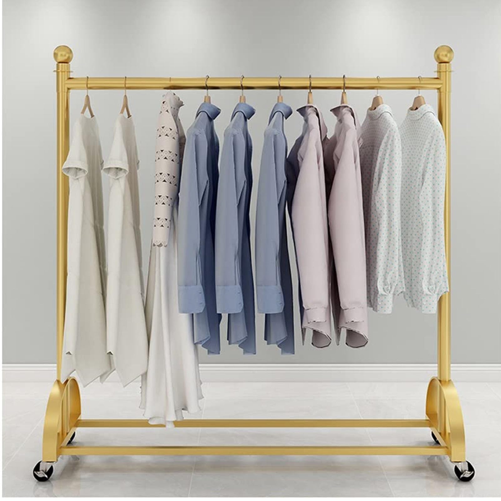 Metal Clothing Rack on Casters Heavy Duty Garment Coat Rack for Hanging Clothes Coats Skirts Shirts Sweaters Ideal for Fitting Rooms Offices Retail Stores Stylish and Storage Solution