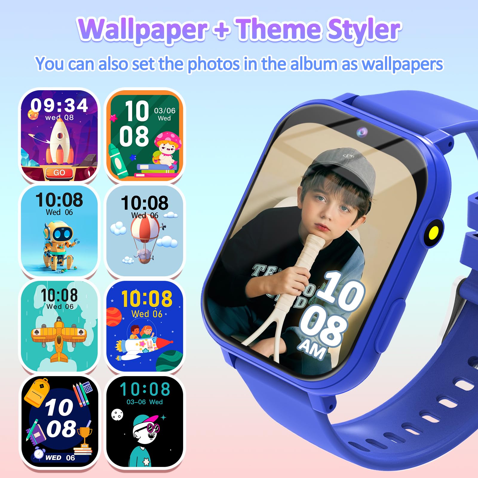 clleylise Montre connectée Enfant - Smartwatch avec 18 Jeux, Suivi de Sommeil & podomètre, caméra, Fonds d'écran dynamiques, Montre Enfant Garcon et Montre connectée Enfant Fille (Bleu)