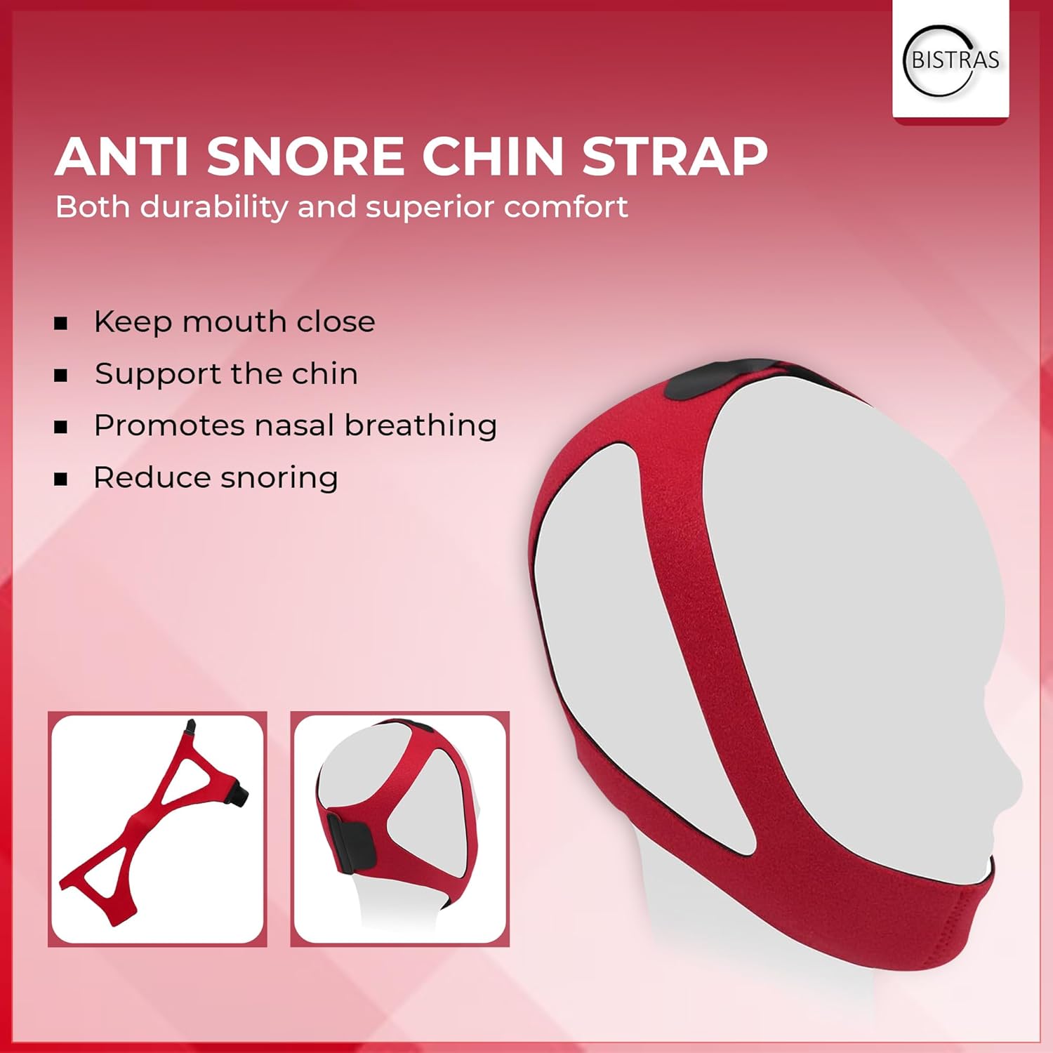 Bistras Ruby Style Adjustable Chin Strap for Cpap Users Anti Snoring Chin Strap Effective Sleep Aid Device Great Sleeping Solution for Men and Women Keeps Mouth Closed While Sleeping (Large/ex-Large) - Image 5