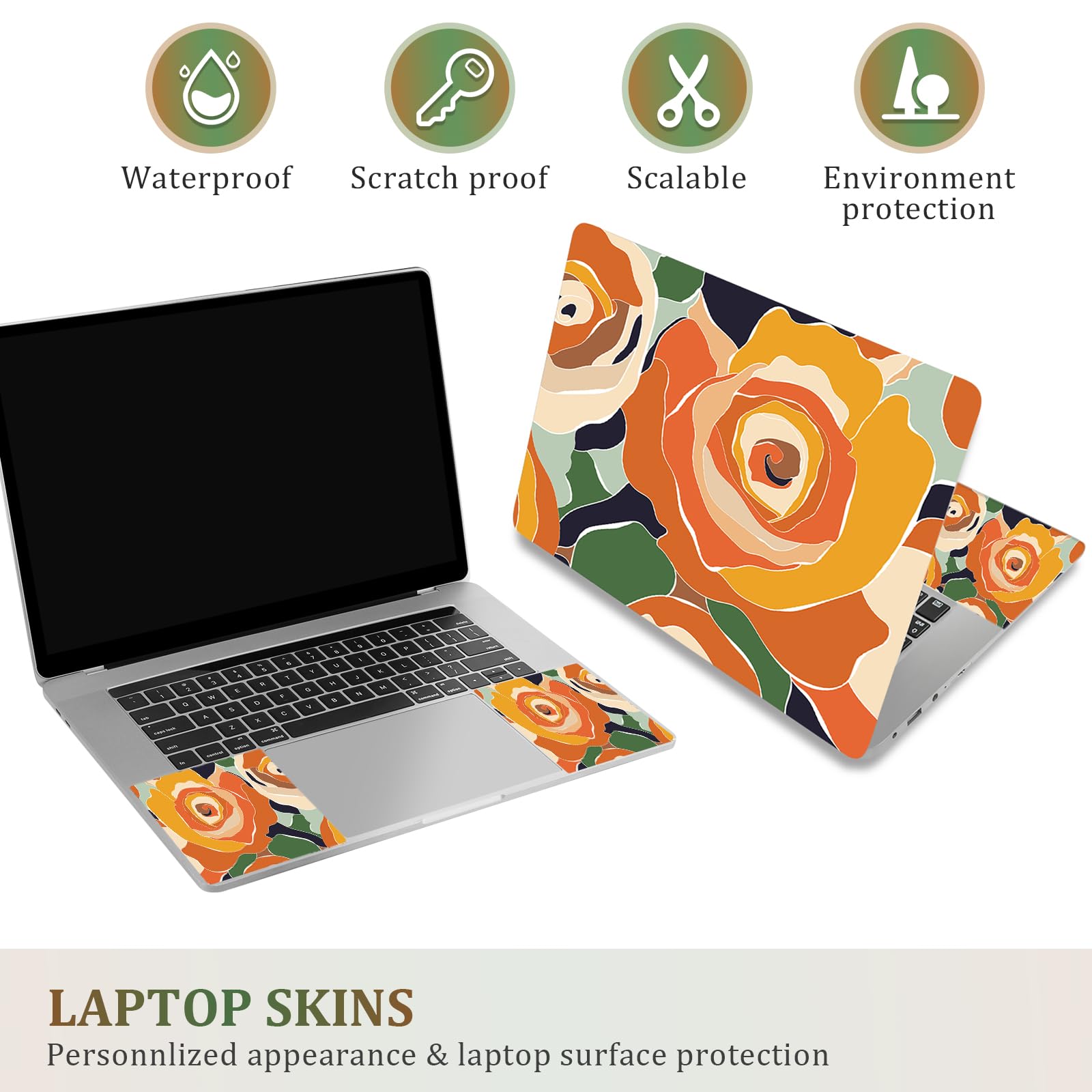 icolor Laptop Skin Sticker Decal 12 13 13.3 14 15 15.4 15.6 inch Personalized Universal Notebook Vinyl Skin Stickers Cover Art Decal Computer Protector (ColorfulFlower