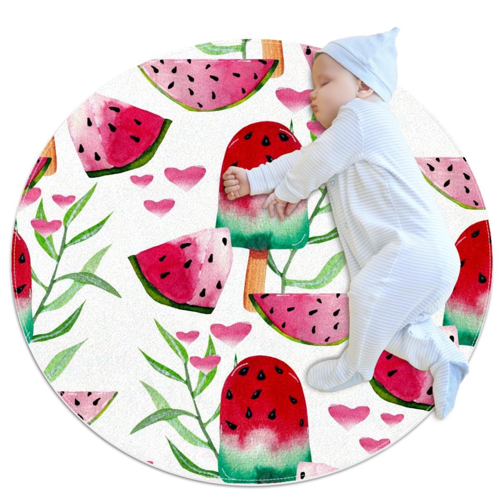 Tapis de salle de bain pastèque rond pour égayer la chambre d'enfant