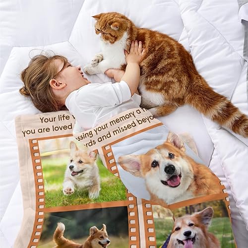 Miniatura 10 de Artsadd Manta conmemorativa personalizada para perros con fotos de perro y nombre, manta conmemorativa personalizada para mascotas, manta de cama