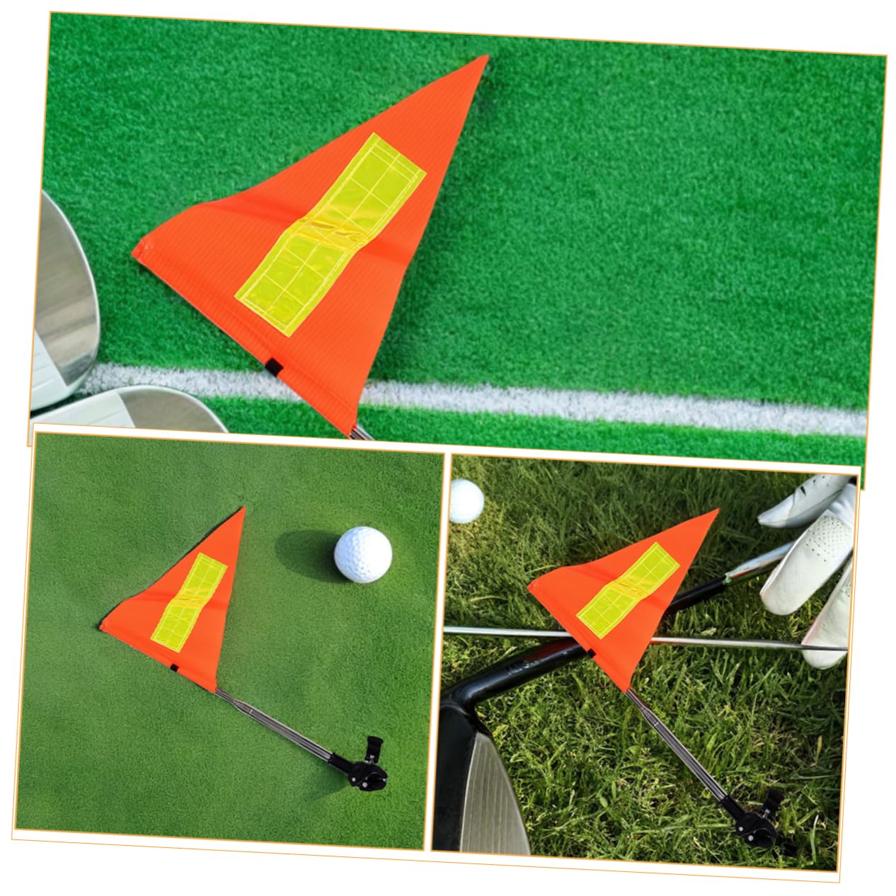 Bandera de Seguridad Telescópica Naranja Reflectante para Carrito de Golf | 2 Piezas, Asta de Acero Inoxidable y Pvc, para Movilidad y Campos de Golf