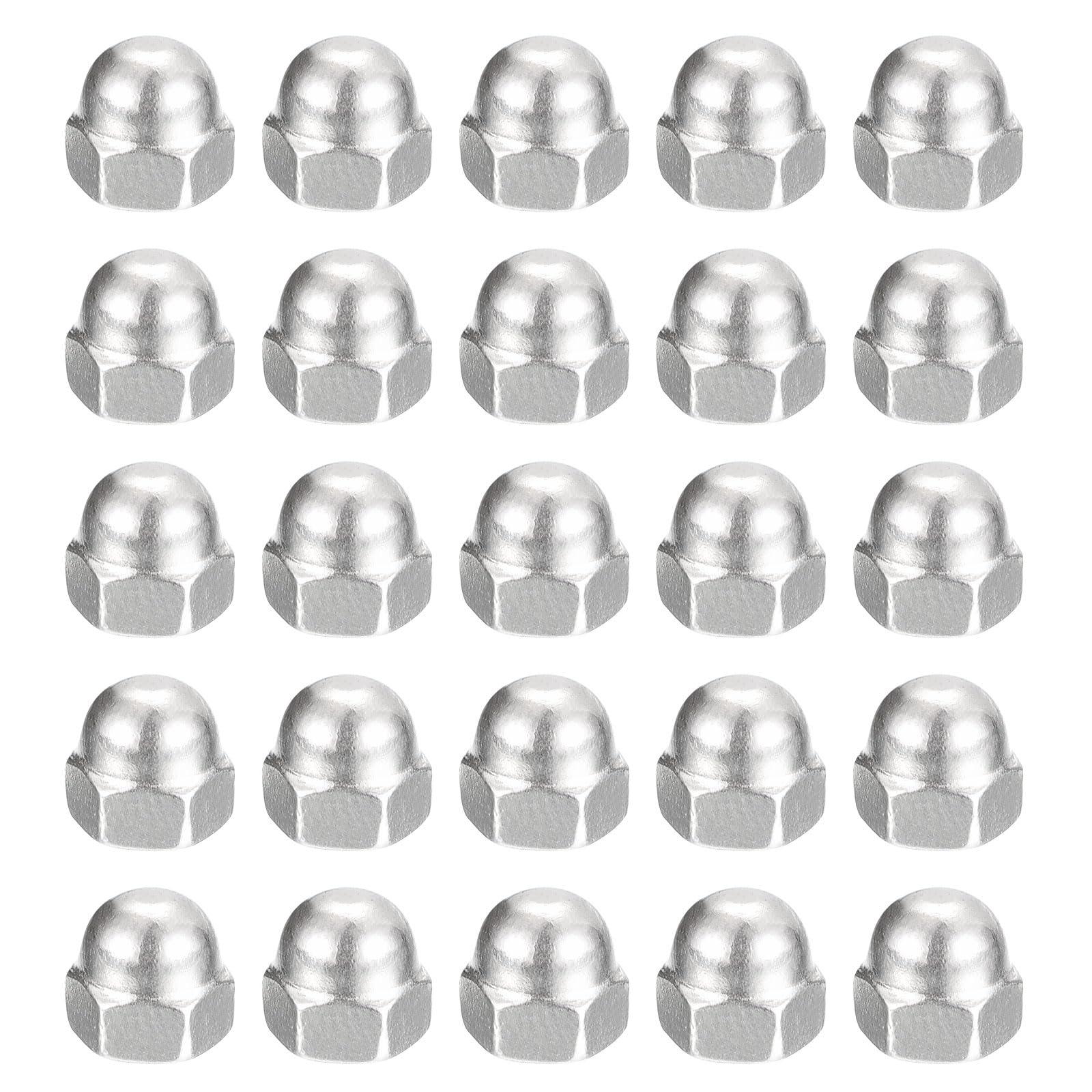 uxcell #6-32 Acorn Cap Nuts,100pcs - 304 Stainless Steel Hardware Nuts, Acorn Hex Cap Dome Head Nuts for Fasteners (Silver)