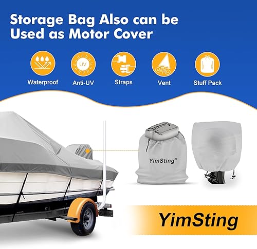 Miniatura 5 de Cubierta de barco para consola central de 16 a 18.5 pies, cubierta de barco impermeable 900 mejorada para consola central y barco de 16 pies, 17