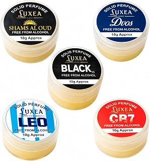 Solid Perfume Combo Pack 10g Each – Black, Dvos, Shams Al Oud, Leo & CR7 | Alcohol-Free Long Lasting Pocket Perfume Balm f... Price In India
