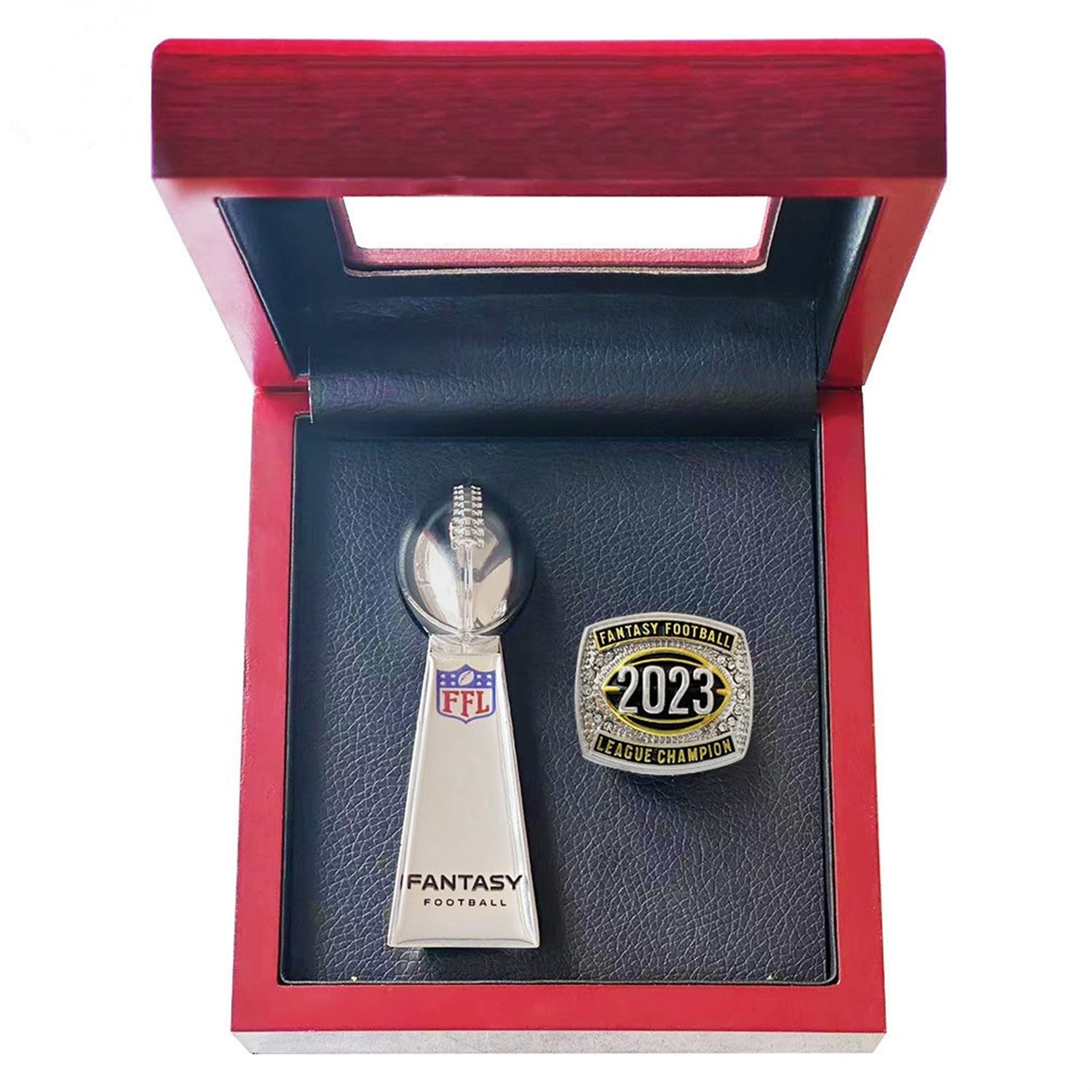 Kuseli 2023-2024 Fantasy Football Championship Trophy FFL League Championship Ring for Fan's Souvenir Gift (8,with Box)