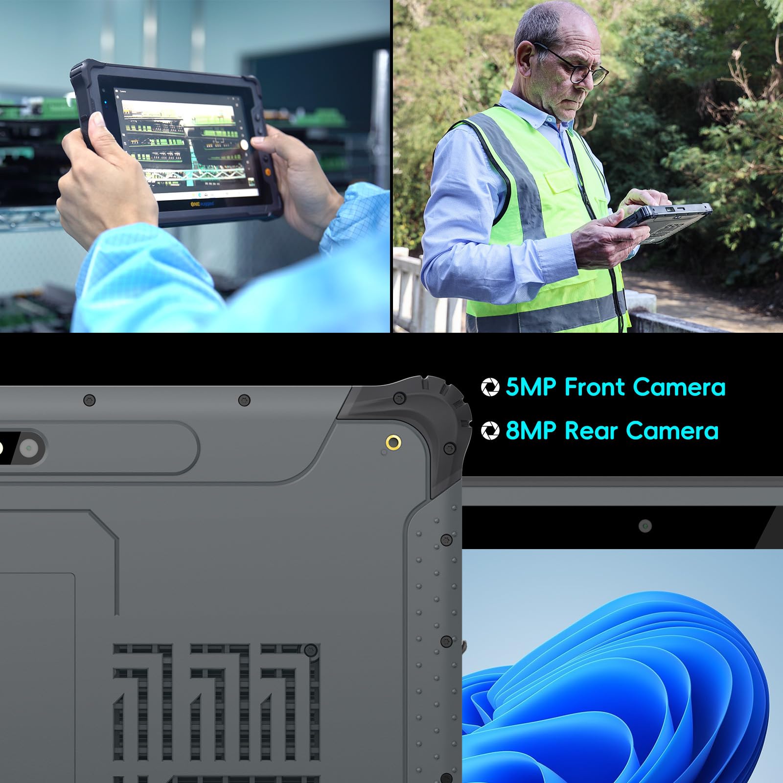 Rugged Tablet mit Barcode-Scanner M10J, 10,1 Zoll Windows 11 Pro Enterprise Robustes Tablet mit Honeywell N4680 Scan Engine, 1D/2D QR-Inventarscanner, 8GB+128GB Industrie-Arbeits-PC für WMS