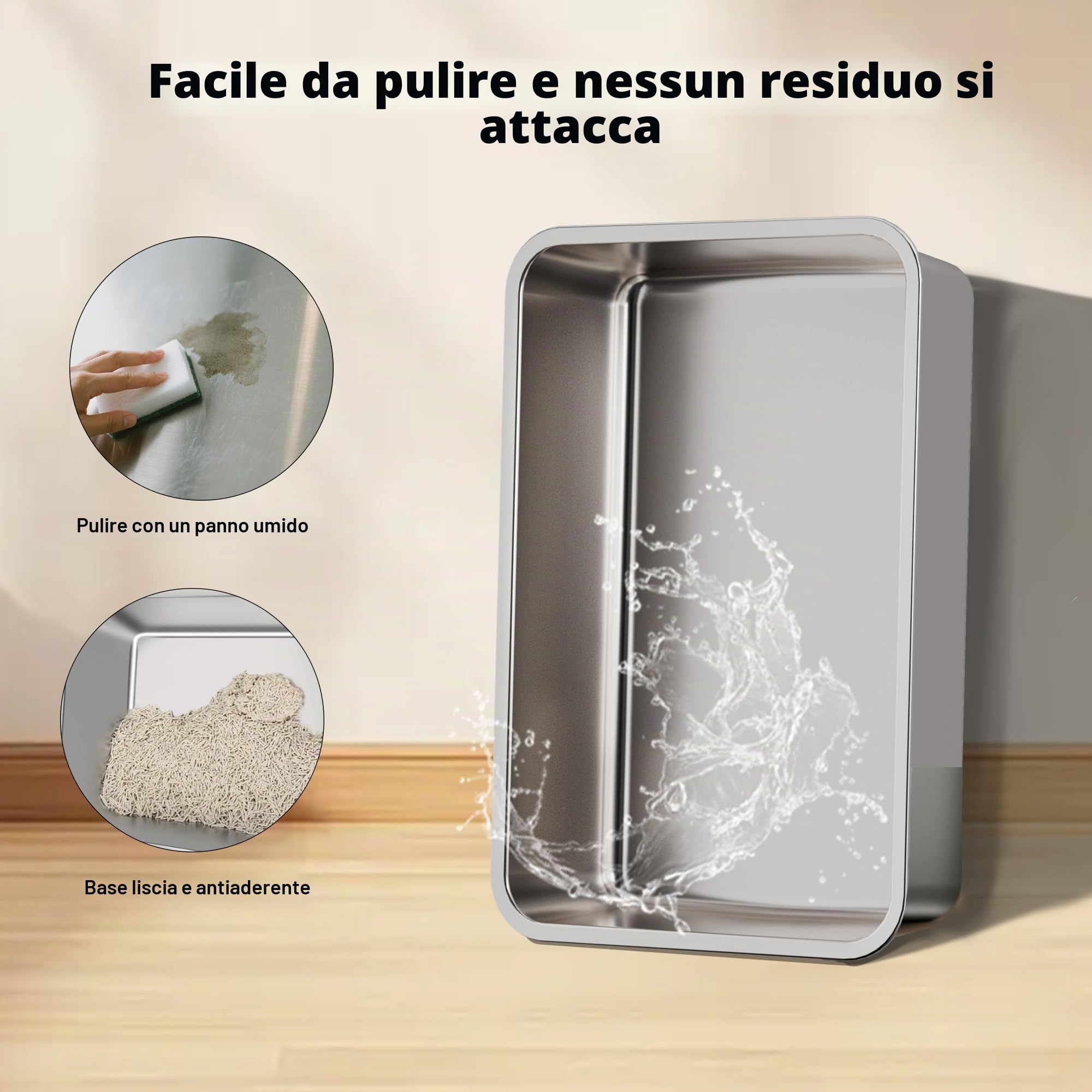 Gimars XL lettiera in acciaio per gatti, ampia vaschetta in acciaio inox da 20L con paletta e tappetino, lettiera in metallo ideale per gatti di taglia media e grande