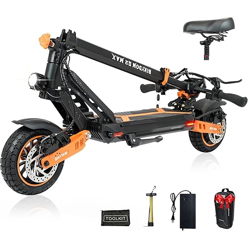 Electric Scooter Adults 1600 W Motor 50 Miles Long Range & 35 MPH Top Speed 11" Off Road Tire Folding E-Scooter 48V 20.8AH Battery Kick Scooter with Detachable Seat for Commuter Outdoor